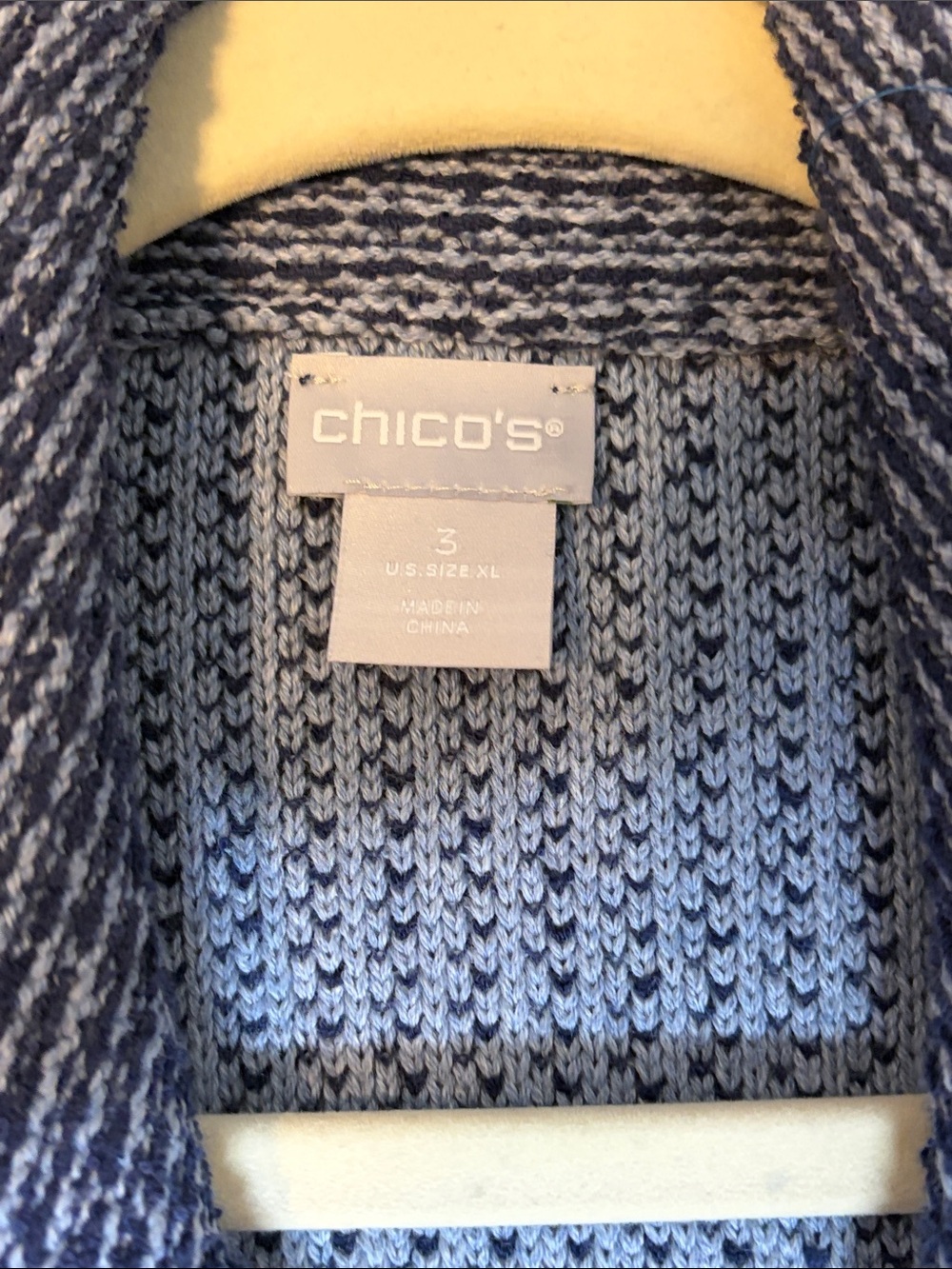 NWOT Chico’s Denim Blue Fringed Sweater Jacket/Cardigan size 3/US 14. - Picture 4 of 12